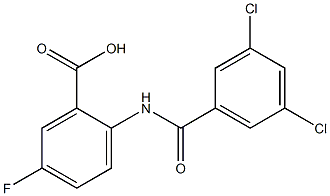 2-[(3,5-dichlorobenzene)amido]-5-fluorobenzoic acid 구조식 이미지