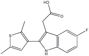2-[2-(2,5-dimethylthiophen-3-yl)-5-fluoro-1H-indol-3-yl]acetic acid Structure