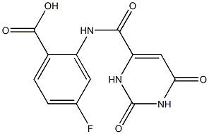 2-{[(2,6-dioxo-1,2,3,6-tetrahydropyrimidin-4-yl)carbonyl]amino}-4-fluorobenzoic acid 구조식 이미지