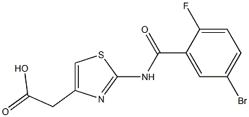 2-{2-[(5-bromo-2-fluorobenzene)amido]-1,3-thiazol-4-yl}acetic acid Structure