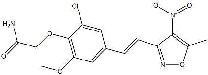 2-{2-chloro-6-methoxy-4-[(E)-2-(5-methyl-4-nitroisoxazol-3-yl)vinyl]phenoxy}acetamide 구조식 이미지