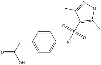 2-{4-[(3,5-dimethyl-1,2-oxazole-4-)sulfonamido]phenyl}acetic acid 구조식 이미지