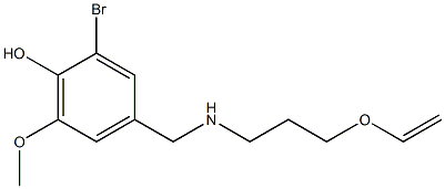 2-bromo-4-({[3-(ethenyloxy)propyl]amino}methyl)-6-methoxyphenol Structure