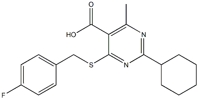 2-cyclohexyl-4-[(4-fluorobenzyl)thio]-6-methylpyrimidine-5-carboxylic acid 구조식 이미지