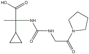 2-cyclopropyl-2-({[(2-oxo-2-pyrrolidin-1-ylethyl)amino]carbonyl}amino)propanoic acid Structure