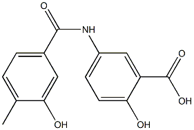 2-hydroxy-5-[(3-hydroxy-4-methylbenzoyl)amino]benzoic acid 구조식 이미지
