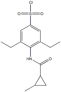 3,5-diethyl-4-[(2-methylcyclopropane)amido]benzene-1-sulfonyl chloride 구조식 이미지