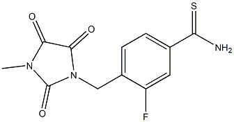 3-fluoro-4-[(3-methyl-2,4,5-trioxoimidazolidin-1-yl)methyl]benzene-1-carbothioamide Structure