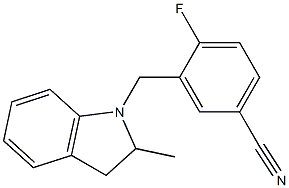 4-fluoro-3-[(2-methyl-2,3-dihydro-1H-indol-1-yl)methyl]benzonitrile 구조식 이미지