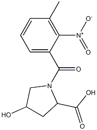 4-hydroxy-1-[(3-methyl-2-nitrophenyl)carbonyl]pyrrolidine-2-carboxylic acid Structure