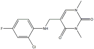 5-{[(2-chloro-4-fluorophenyl)amino]methyl}-1,3-dimethyl-1,2,3,4-tetrahydropyrimidine-2,4-dione 구조식 이미지