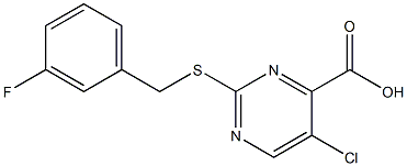 5-chloro-2-[(3-fluorobenzyl)thio]pyrimidine-4-carboxylic acid Structure