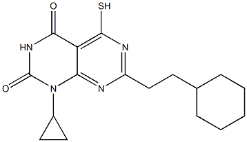 7-(2-cyclohexylethyl)-1-cyclopropyl-5-mercaptopyrimido[4,5-d]pyrimidine-2,4(1H,3H)-dione 구조식 이미지
