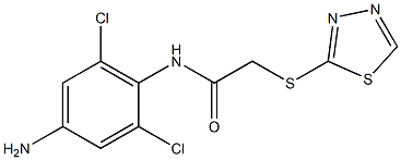 N-(4-amino-2,6-dichlorophenyl)-2-(1,3,4-thiadiazol-2-ylsulfanyl)acetamide 구조식 이미지