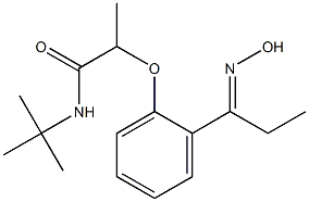 N-tert-butyl-2-{2-[1-(hydroxyimino)propyl]phenoxy}propanamide 구조식 이미지