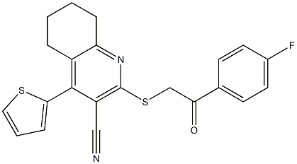 2-{[2-(4-fluorophenyl)-2-oxoethyl]sulfanyl}-4-(2-thienyl)-5,6,7,8-tetrahydro-3-quinolinecarbonitrile 구조식 이미지