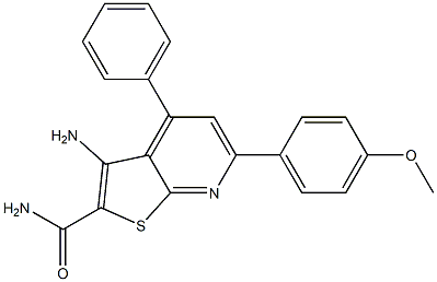 3-amino-6-(4-methoxyphenyl)-4-phenylthieno[2,3-b]pyridine-2-carboxamide 구조식 이미지