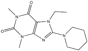 7-ethyl-1,3-dimethyl-8-(1-piperidinyl)-3,7-dihydro-1H-purine-2,6-dione 구조식 이미지