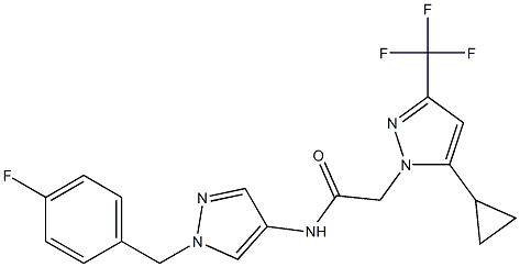 2-[5-cyclopropyl-3-(trifluoromethyl)-1H-pyrazol-1-yl]-N-[1-(4-fluorobenzyl)-1H-pyrazol-4-yl]acetamide 구조식 이미지