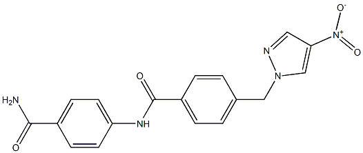 N-[4-(aminocarbonyl)phenyl]-4-({4-nitro-1H-pyrazol-1-yl}methyl)benzamide Structure