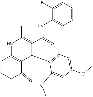 4-(2,4-dimethoxyphenyl)-N-(2-fluorophenyl)-2-methyl-5-oxo-1,4,5,6,7,8-hexahydro-3-quinolinecarboxamide Structure
