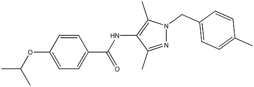 N-[3,5-dimethyl-1-(4-methylbenzyl)-1H-pyrazol-4-yl]-4-isopropoxybenzamide 구조식 이미지
