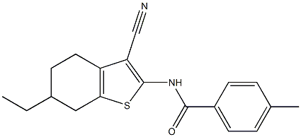 N-(3-cyano-6-ethyl-4,5,6,7-tetrahydro-1-benzothien-2-yl)-4-methylbenzamide 구조식 이미지