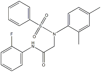 2-[2,4-dimethyl(phenylsulfonyl)anilino]-N-(2-fluorophenyl)acetamide 구조식 이미지