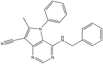 4-Benzylamino-5-phenyl-6-methyl-7-cyanopyrrolo[3,2-d]pyrimidine 구조식 이미지