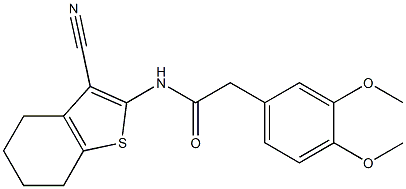 N-(3-cyano-4,5,6,7-tetrahydro-1-benzothiophen-2-yl)-2-(3,4-dimethoxyphenyl)acetamide 구조식 이미지