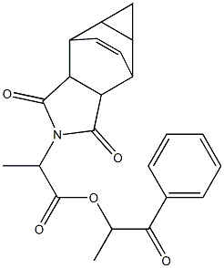 1-methyl-2-oxo-2-phenylethyl 2-(3,5-dioxo-4-azatetracyclo[5.3.2.0~2,6~.0~8,10~]dodec-11-en-4-yl)propanoate Structure