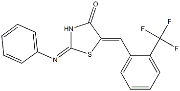 2-(phenylimino)-5-[2-(trifluoromethyl)benzylidene]-1,3-thiazolidin-4-one 구조식 이미지