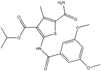 isopropyl 5-(aminocarbonyl)-2-[(3,5-dimethoxybenzoyl)amino]-4-methylthiophene-3-carboxylate 구조식 이미지