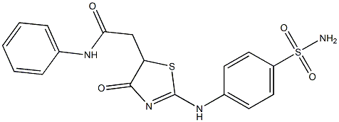 2-{2-[4-(aminosulfonyl)anilino]-4-oxo-4,5-dihydro-1,3-thiazol-5-yl}-N-phenylacetamide 구조식 이미지