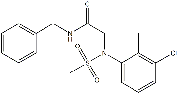 N-benzyl-2-[3-chloro-2-methyl(methylsulfonyl)anilino]acetamide 구조식 이미지