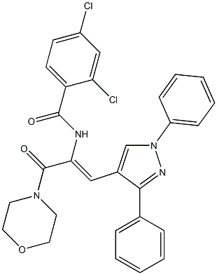 2,4-dichloro-N-[2-(1,3-diphenyl-1H-pyrazol-4-yl)-1-(4-morpholinylcarbonyl)vinyl]benzamide Structure