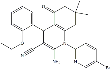 2-amino-1-(5-bromo-2-pyridinyl)-4-(2-ethoxyphenyl)-7,7-dimethyl-5-oxo-1,4,5,6,7,8-hexahydro-3-quinolinecarbonitrile 구조식 이미지