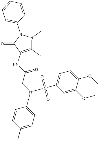 2-{[(3,4-dimethoxyphenyl)sulfonyl]-4-methylanilino}-N-(1,5-dimethyl-3-oxo-2-phenyl-2,3-dihydro-1H-pyrazol-4-yl)acetamide 구조식 이미지