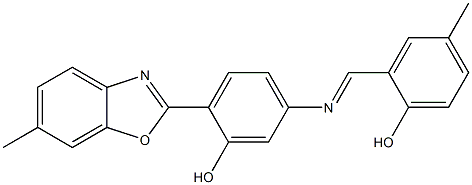 2-({[3-hydroxy-4-(6-methyl-1,3-benzoxazol-2-yl)phenyl]imino}methyl)-4-methylphenol 구조식 이미지