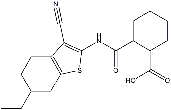 2-{[(3-cyano-6-ethyl-4,5,6,7-tetrahydro-1-benzothiophen-2-yl)amino]carbonyl}cyclohexanecarboxylic acid Structure