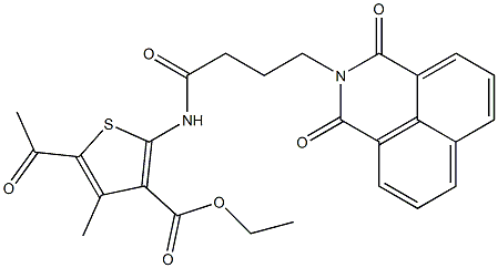 ethyl 5-acetyl-2-{[4-(1,3-dioxo-1H-benzo[de]isoquinolin-2(3H)-yl)butanoyl]amino}-4-methyl-3-thiophenecarboxylate 구조식 이미지