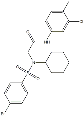 2-[[(4-bromophenyl)sulfonyl](cyclohexyl)amino]-N-(3-chloro-4-methylphenyl)acetamide Structure
