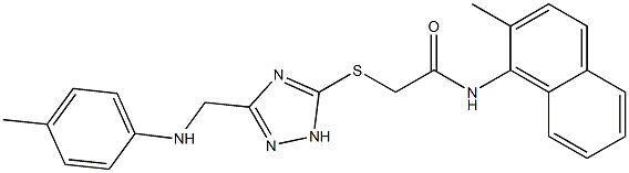 N-(2-methyl-1-naphthyl)-2-{[3-(4-toluidinomethyl)-1H-1,2,4-triazol-5-yl]sulfanyl}acetamide 구조식 이미지