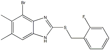 4-bromo-2-[(2-fluorobenzyl)sulfanyl]-5,6-dimethyl-1H-benzimidazole 구조식 이미지
