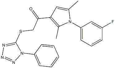 1-[1-(3-fluorophenyl)-2,5-dimethyl-1H-pyrrol-3-yl]-2-[(1-phenyl-1H-tetraazol-5-yl)sulfanyl]ethanone 구조식 이미지