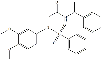 2-[3,4-dimethoxy(phenylsulfonyl)anilino]-N-(1-phenylethyl)acetamide 구조식 이미지