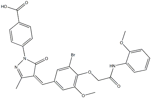 4-(4-{3-bromo-5-methoxy-4-[2-(2-methoxyanilino)-2-oxoethoxy]benzylidene}-3-methyl-5-oxo-4,5-dihydro-1H-pyrazol-1-yl)benzoic acid Structure