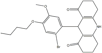 9-(2-bromo-4-butoxy-5-methoxyphenyl)-3,4,6,7,9,10-hexahydro-1,8(2H,5H)-acridinedione 구조식 이미지