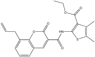 ethyl 2-{[(8-allyl-2-oxo-2H-chromen-3-yl)carbonyl]amino}-4,5-dimethyl-3-thiophenecarboxylate Structure
