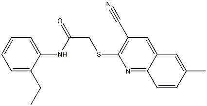 2-[(3-cyano-6-methyl-2-quinolinyl)sulfanyl]-N-(2-ethylphenyl)acetamide Structure